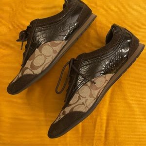 Womens size 8 coach sneakers.   Great condition.  Brown and tan colors